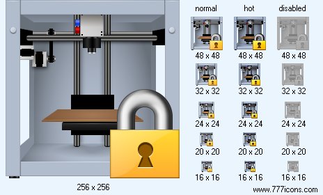 Lock 3D-Printer Icon Images