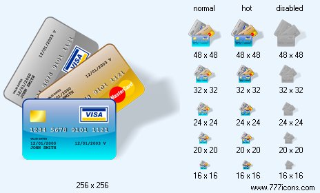 Credit Cards with Shadow Icon Images
