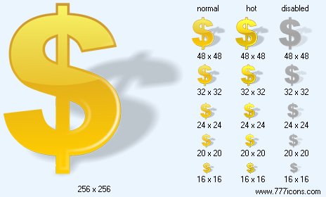 Dollar with Shadow Icon Images
