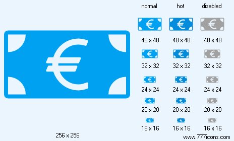 Euro Banknote Icon Images