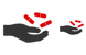 Hand with pills icons