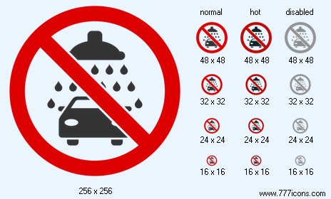 No Car Washing Icon Images