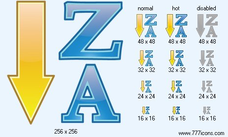 Sorting Z-A Icon Images