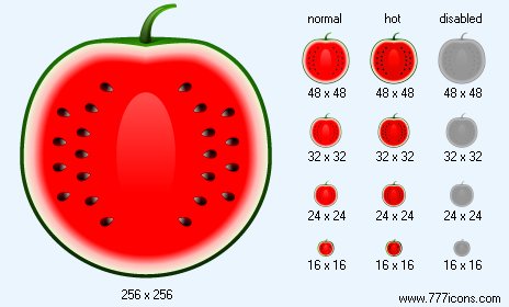 Watermelon Half Icon Images