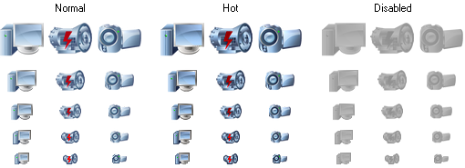 Icon states and sizes