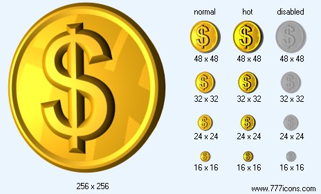 Dollar Coin Icon Images