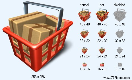 Full Red Basket with Shadow Icon Images