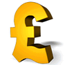 Gold Pound Sterling with Shadow icon