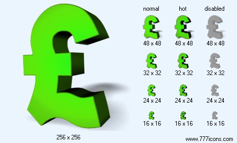 Green Pound Sterling with Shadow Icon Images