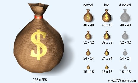 Money Bag with Shadow Icon Images