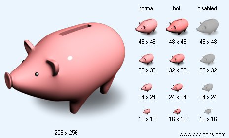 Piggy-Bank with Shadow Icon Images
