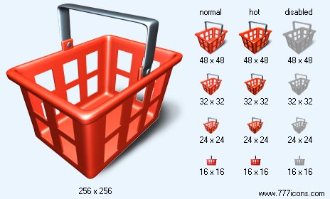 Red Basket with Shadow Icon Images