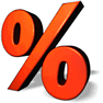 Red Percent with Shadow icon