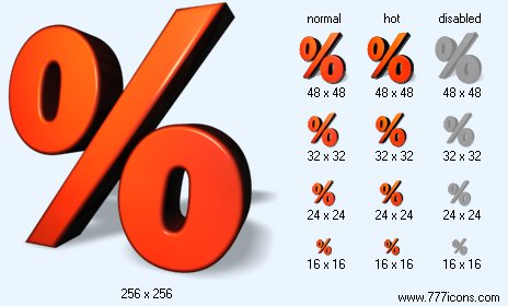 Red Percent with Shadow Icon Images