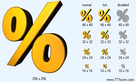 Yellow Percent Icon Images