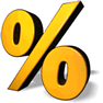 Yellow Percent with Shadow icon