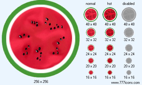 Water-Melon Half Icon Images