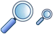 Blue magnifier icons