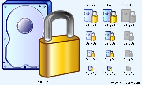 Secured Hard Disk Icon Images