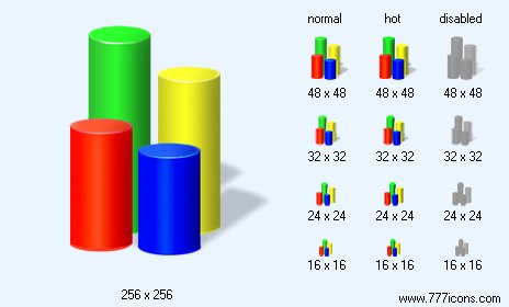 Cylinder Chart with Shadow Icon Images
