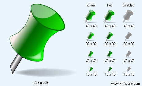 Green Pin with Shadow Icon Images