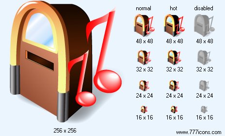 Juke Box with Shadow Icon Images