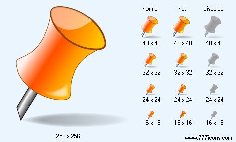 Orange Pin with Shadow Icon Images