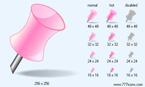 Pink Pin with Shadow Icon Images