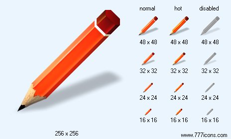 Red Pencil with Shadow Icon Images