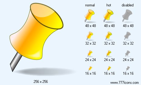 Yellow Pin with Shadow Icon Images