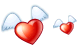 Flying heart icons