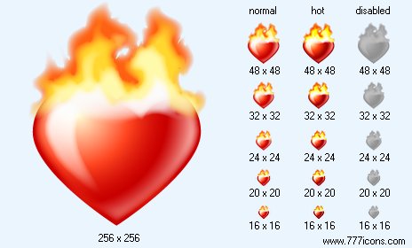 Heart On Fire Icon Images