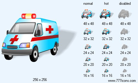 Ambulance Car with Shadow Icon Images