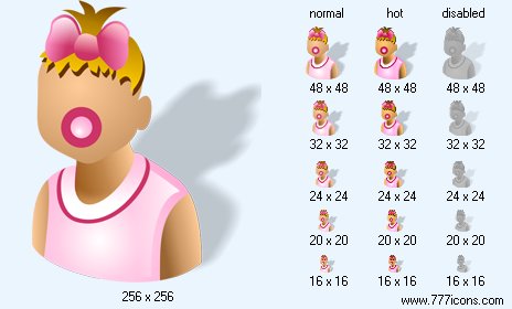 Baby Girl with Shadow Icon Images