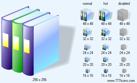 Book Library with Shadow Icon Images