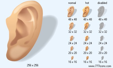 Ear with Shadow Icon Images