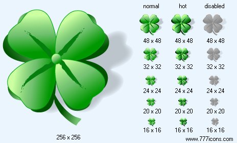 Four-Leafed Clover with Shadow Icon Images