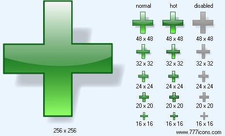 Green Cross with Shadow Icon Images