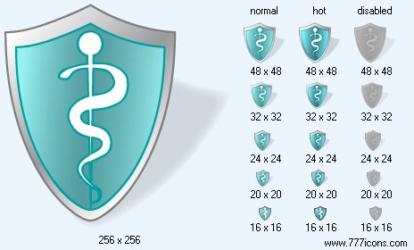 Health Care Shield with Shadow Icon Images
