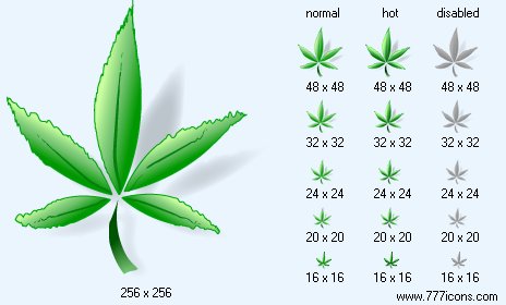 Hemp Leaf with Shadow Icon Images
