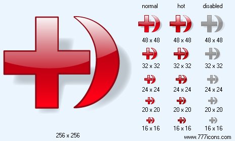 Red Cross And Crescent with Shadow Icon Images
