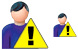 Patient-man warning icons