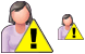 Patient-woman warning icons