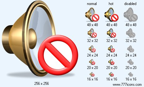 No Sound  with Shadow Icon Images