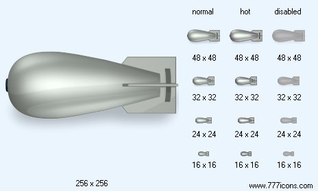 Aerial Bomb with Shadow Icon Images