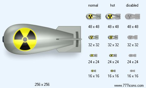 Atomic Bomb with Shadow Icon Images