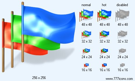 Flags with Shadow Icon Images