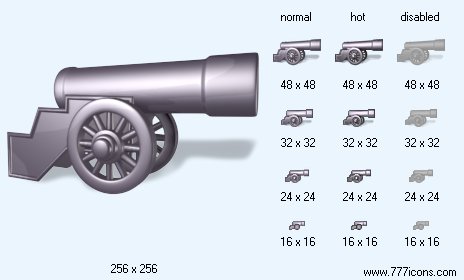Old Cannon with Shadow Icon Images