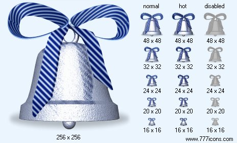 Blue Christmas Bell with Shadow Icon Images