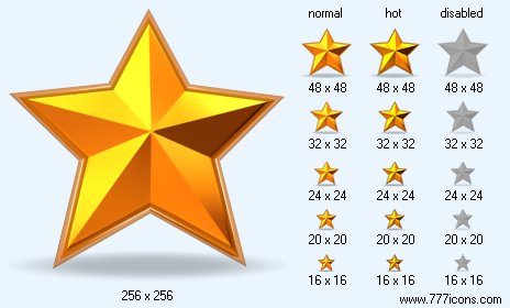 Gold Star with Shadow Icon Images